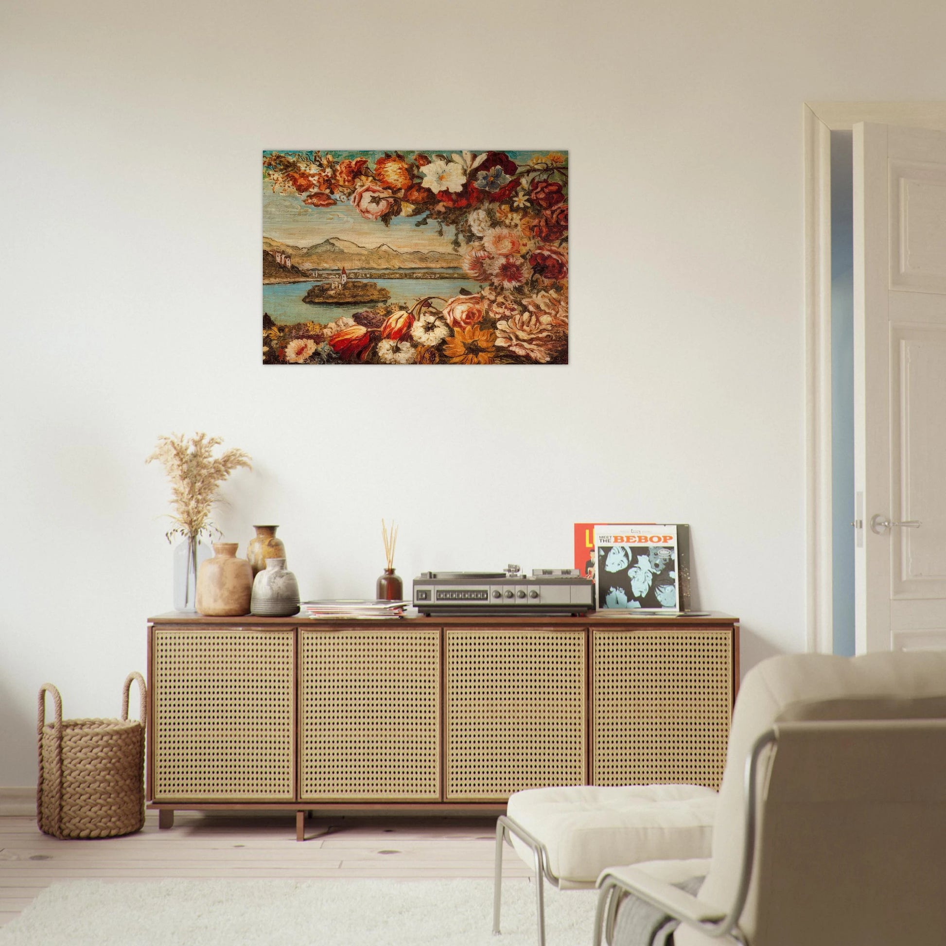 ISLAND AND FLOWER GARLAND - Giorgio de Chirico Brushed Aluminum Print - 70x100 cm / 28x40 inches | Giorgio de Chirico Aluminum Print | Giorgio de Chirico Prints