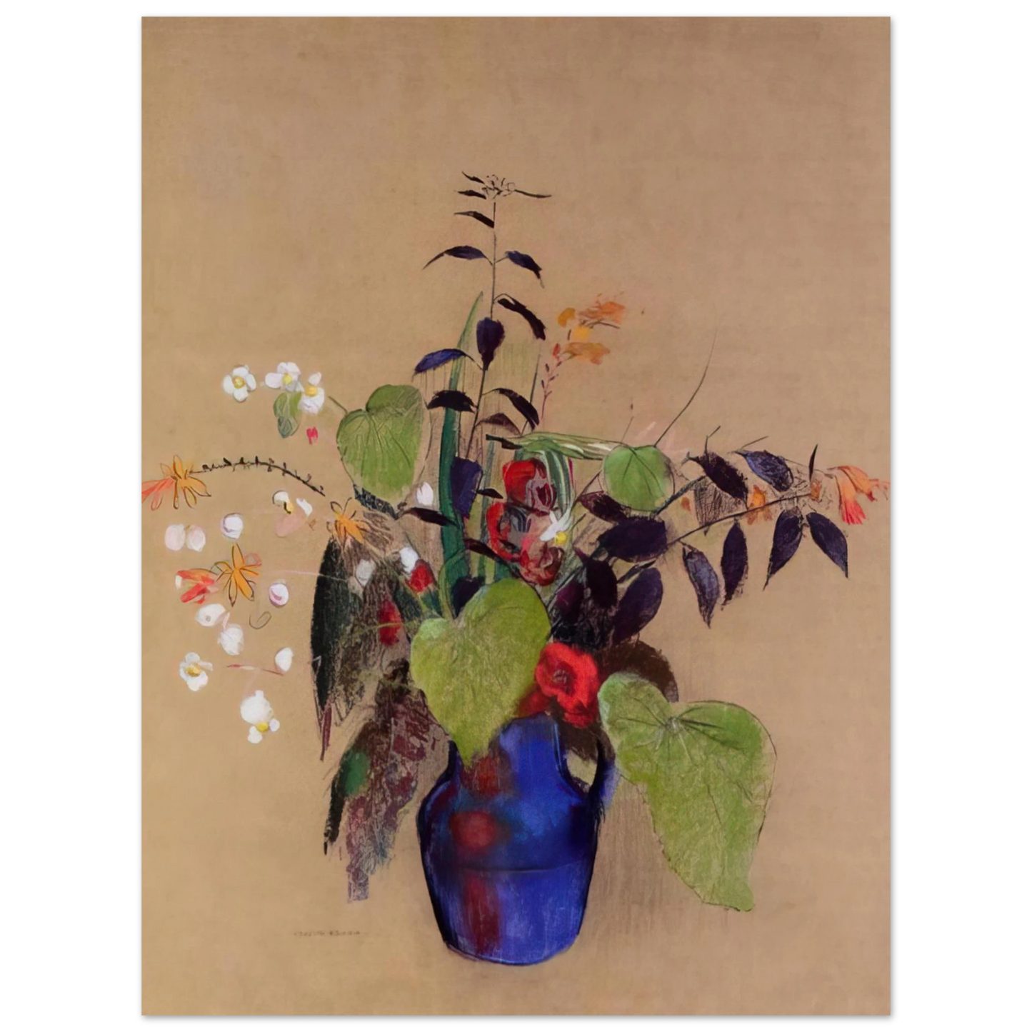 Odilon Redon - FLOWERS IN A BLUE JUG  75x100 cm / 30x40inches Fine Art Poster
