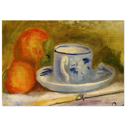 Cup and Oranges - Pierre-Auguste Renoir Brushed Aluminum Print - 70x100 cm / 28x40 inches | Pierre-Auguste Renoir Aluminum Print | Pierre-Auguste Renoir Prints