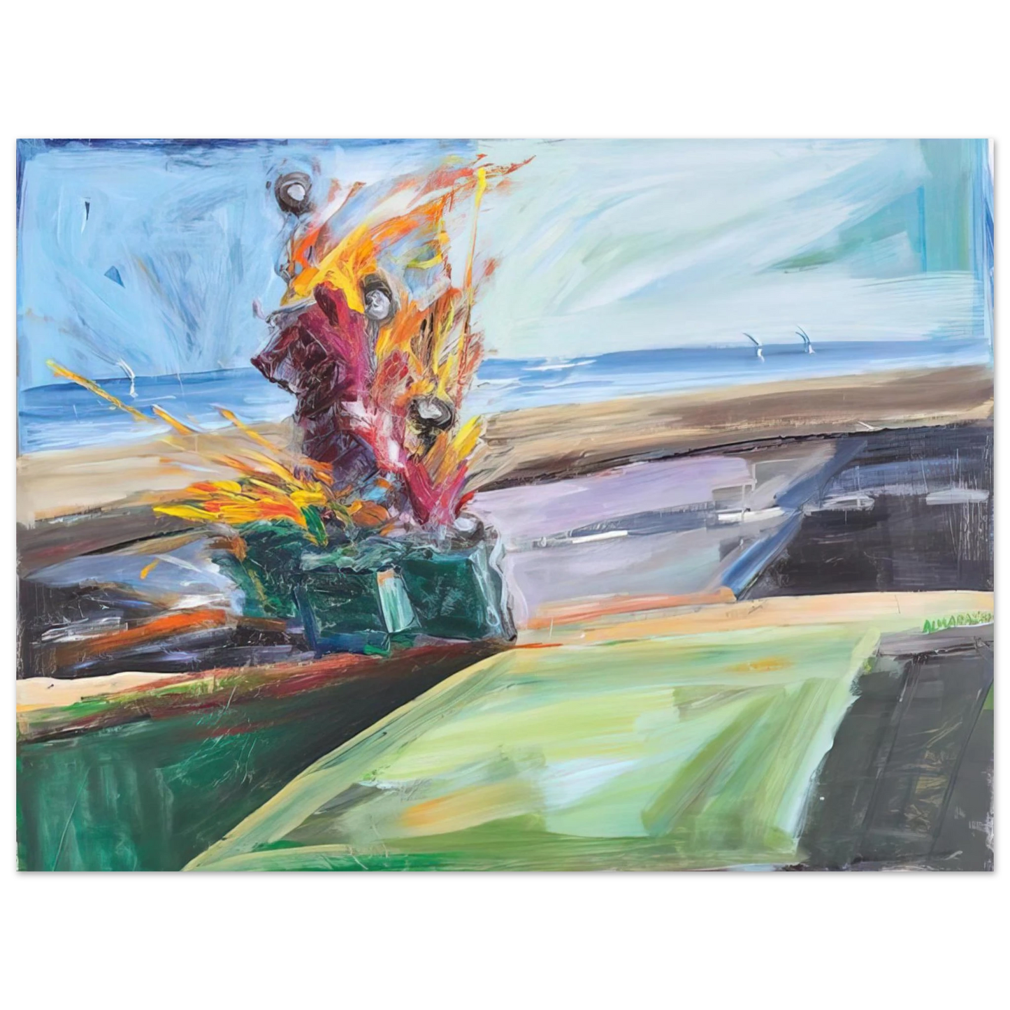 Carlos Almaraz - Untitled Car Crash - 1987  75x100 cm / 30x40inches Fine Art Poster