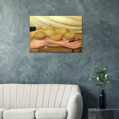 STILL LIFE WITH FRUITS - Fernando Botero Brushed Aluminum Print - 70x100 cm / 28x40 inches | Fernando Botero Aluminum Print | Fernando Botero Prints