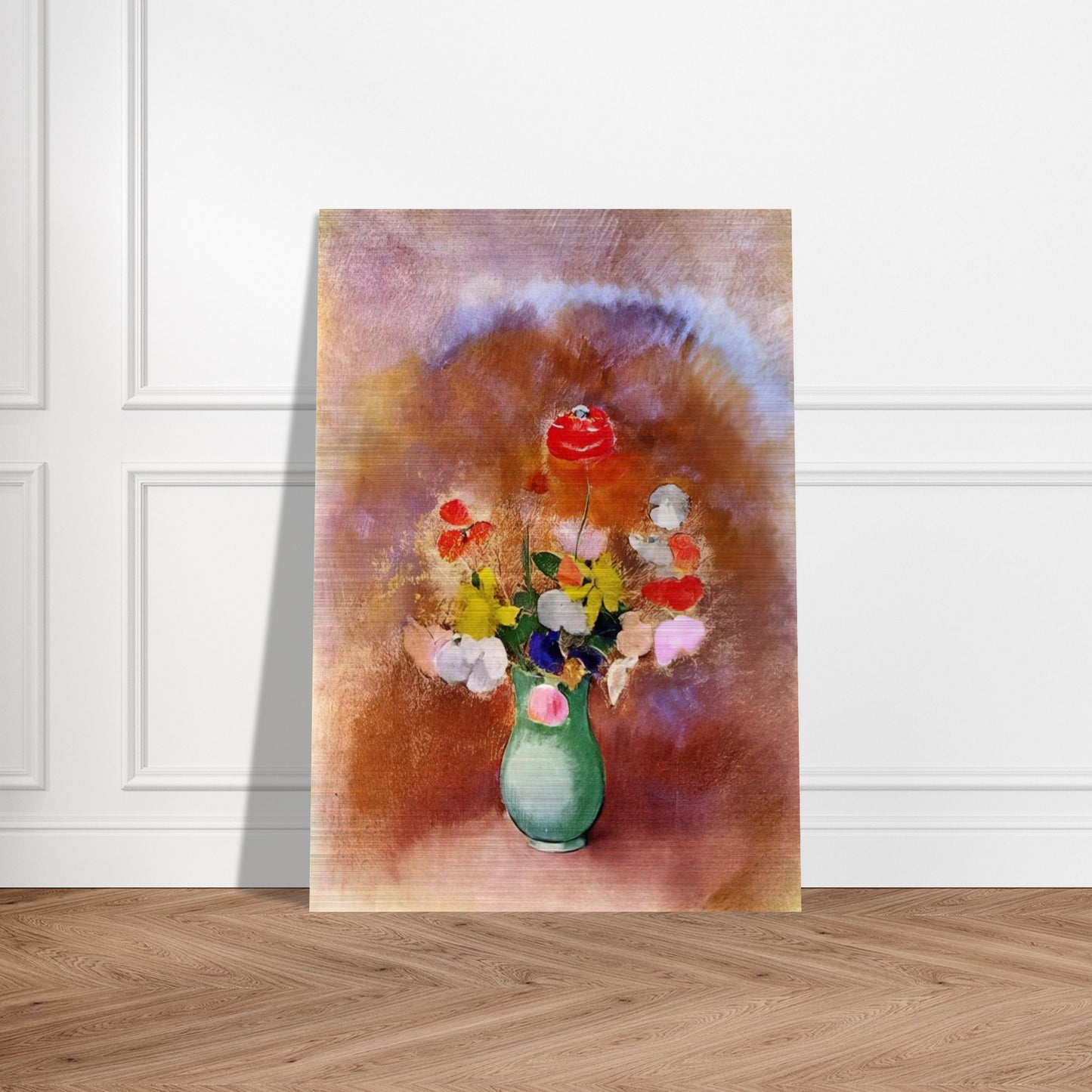 POPPIES IN A VASE - Odilon Redon Brushed Aluminum Print - 70x100 cm / 28x40 inches | Odilon Redon Aluminum Print | Odilon Redon Prints