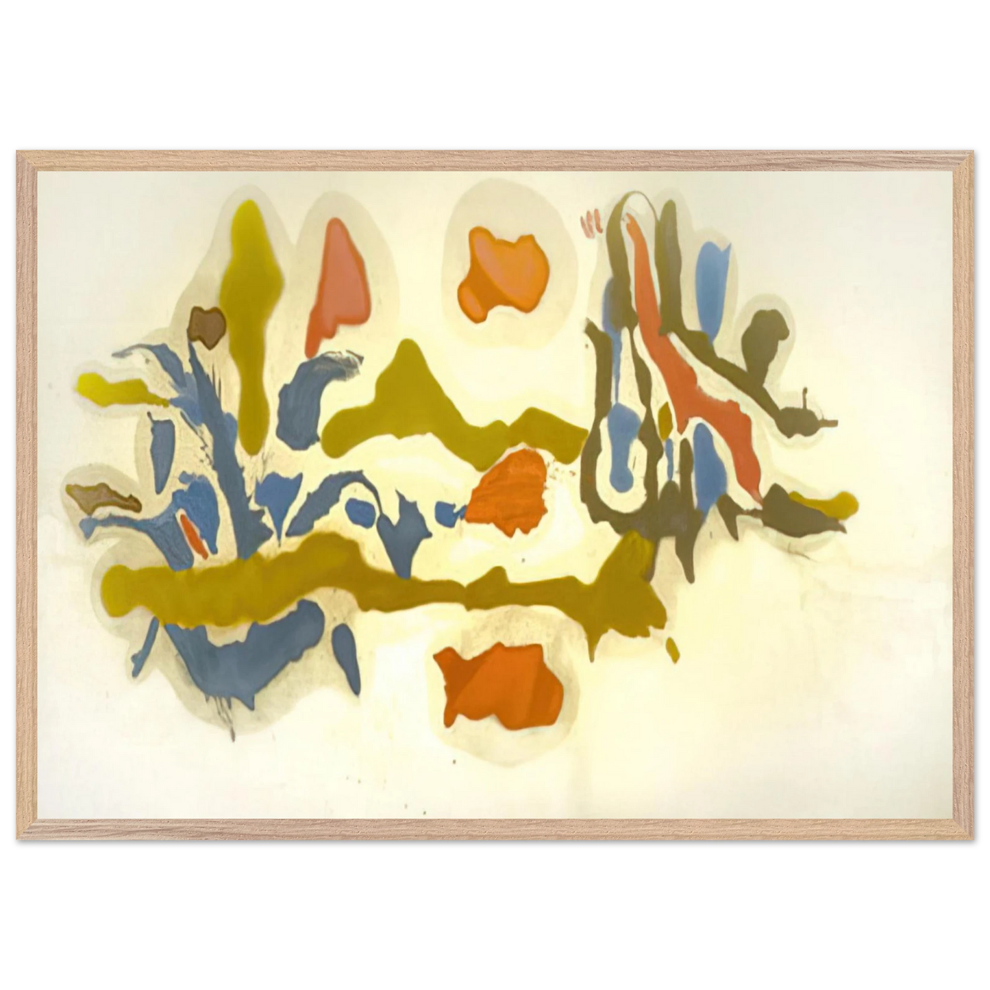 Helen Frankenthaler - Seascape with Dunes - 1962 Wall art - A2 (42 x 59.4  cm) - Premium Wooden Framed Poster With Fine Art Paper-canvas - Wood frame
