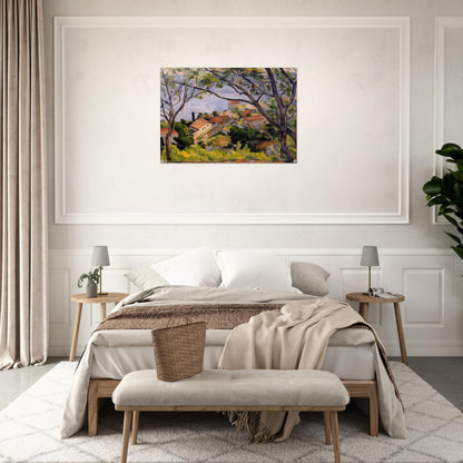 L'Estaque. View through the Trees - Paul Cézanne Acrylic Print - 70x100 cm / 28x40″ inches | Paul Cézanne Wall Art | Paul Cézanne Prints