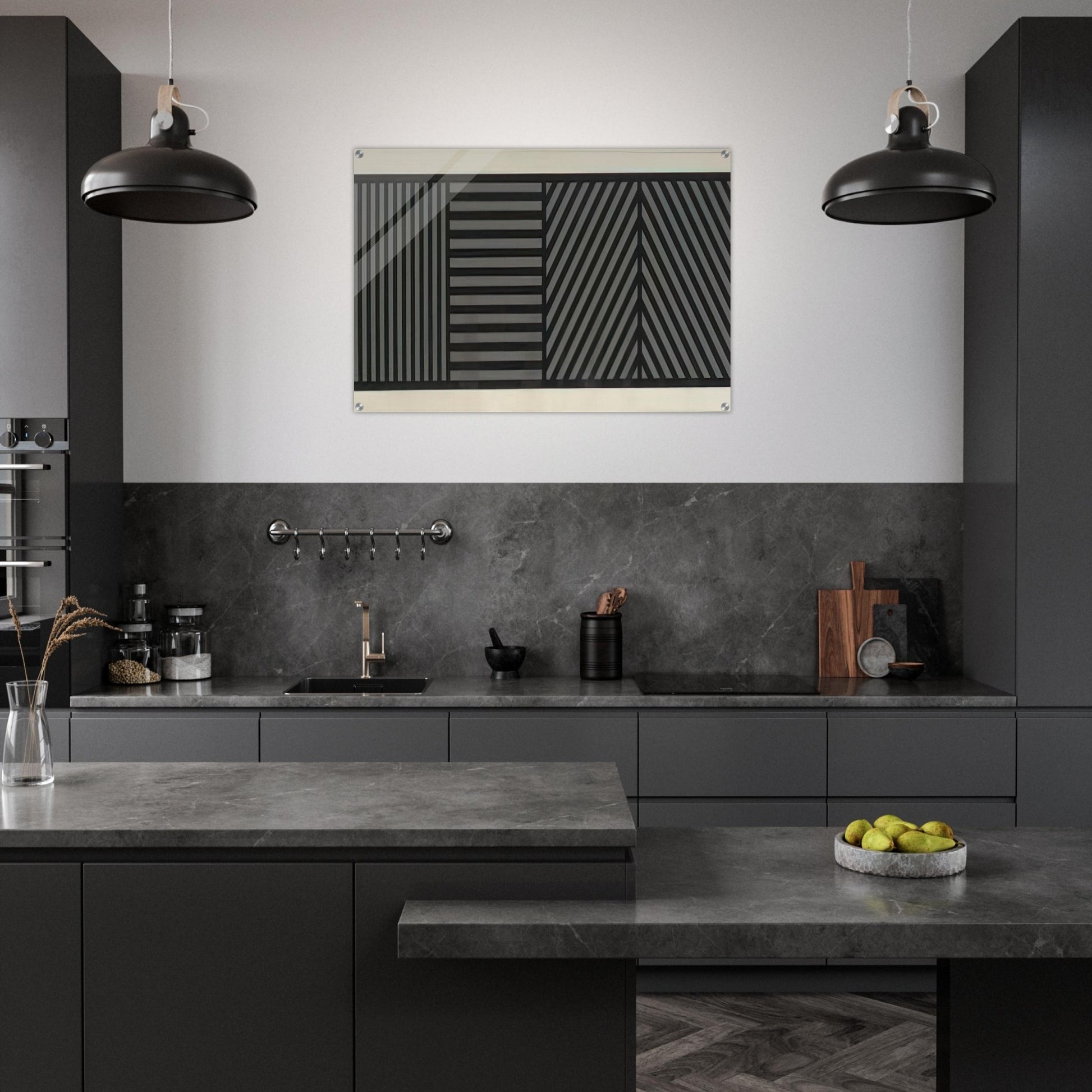 Bands of Lines One Inch Wide in Four Directions in Black and Gray - Sol LeWitt Acrylic Print - 70x100 cm / 28x40″ inches
