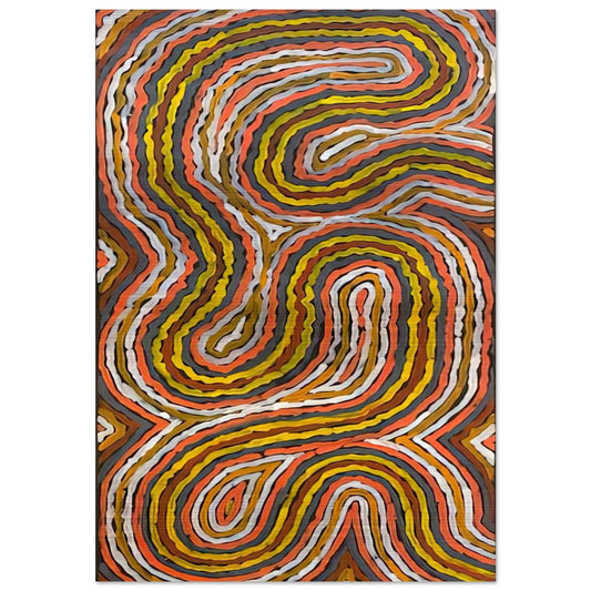 Worm Dreaming Napperby - 1996 - Clifford Possum Tjapaltjarri Brushed Aluminum Print - 70x100 cm / 28x40 inches | Clifford Possum Tjapaltjarri Aluminum Print | Clifford Possum Tjapaltjarri Prints