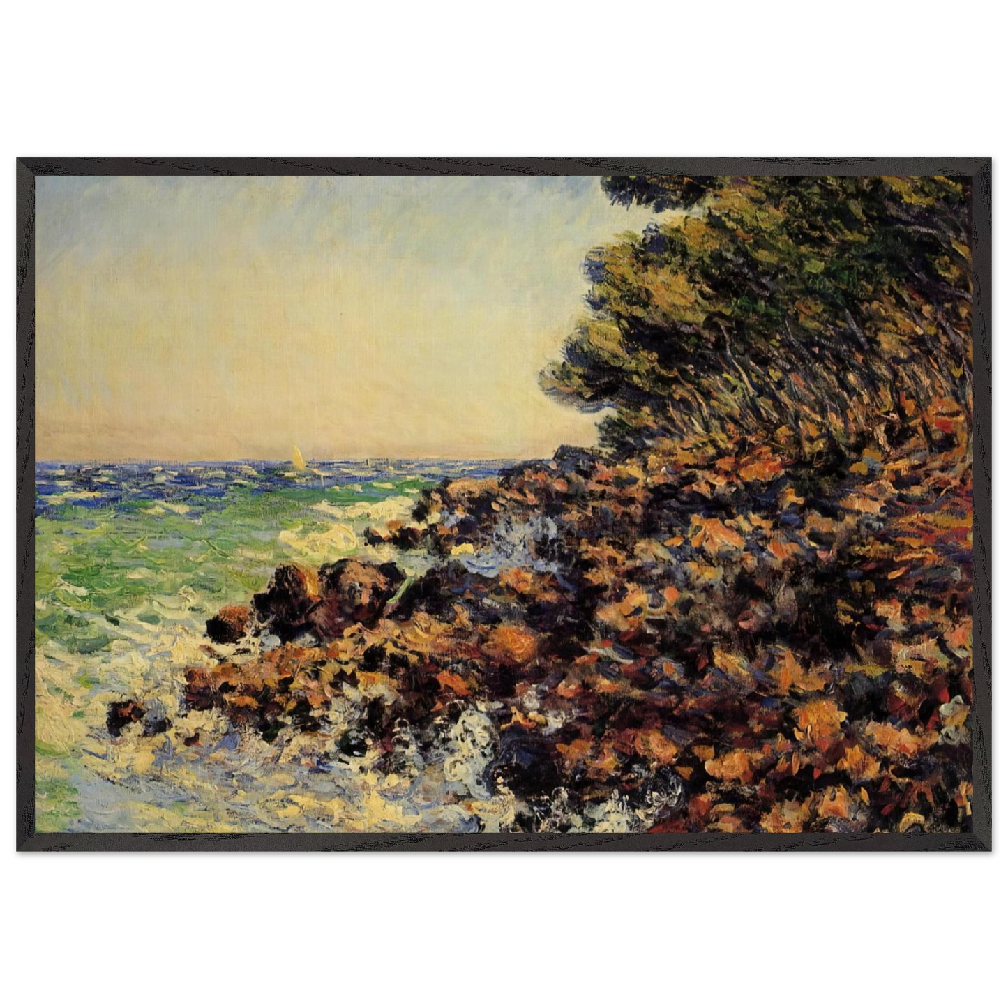 Cap Martin - claude monet 70x100 cm / 28x40 inches Framed Art Print – Black Wooden Frame