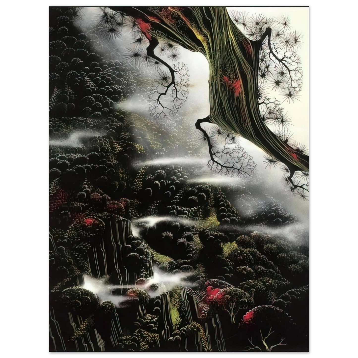 Eyvind Earle - Wisps of Fog and Branch  75x100 cm / 30x40inches Fine Art Poster
