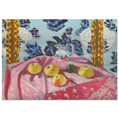 STILL LIFE WITH APPLES ON A PINK TABLECLOTH 1924 - Henri Matisse Brushed Aluminum Print - 70x100 cm / 28x40 inches | Henri Matisse Aluminum Print | Henri Matisse Prints