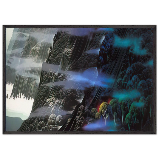 Emerald Coast - Eyvind Earle 70x100 cm / 28x40 inches Framed Art Print – Black Wooden Frame