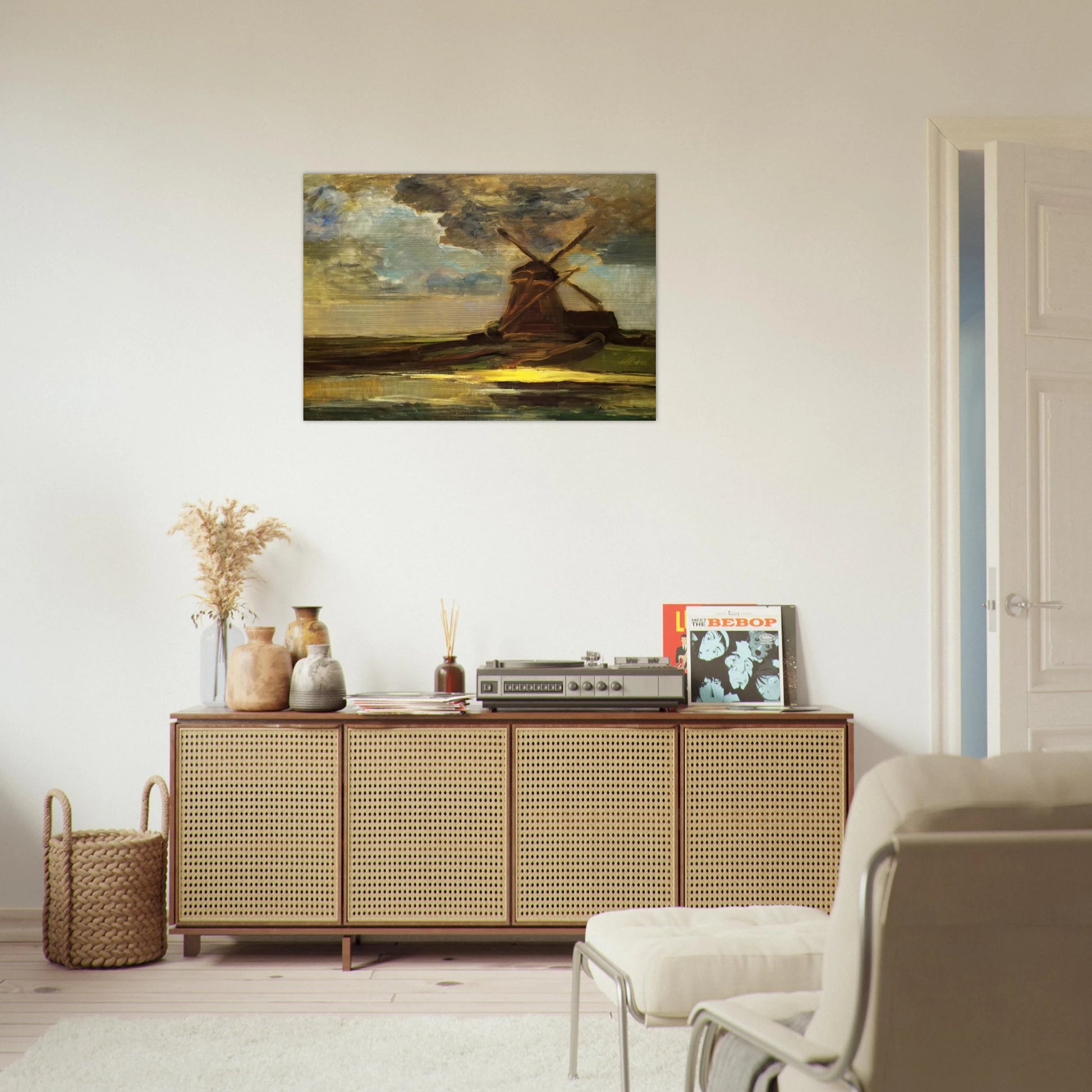 Windmill in the Gein - Piet Mondrian Brushed Aluminum Print - 70x100 cm / 28x40 inches | Piet Mondrian Aluminum Print | Piet Mondrian Prints