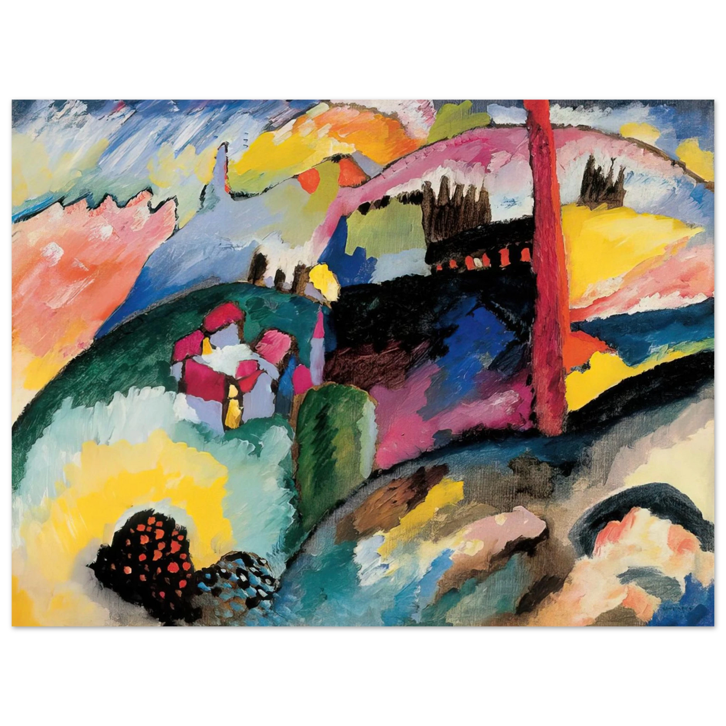 Wassily Kandinsky - LANDSCAPE WITH FACTORY CHIMNEY 1910  75x100 cm / 30x40inches Fine Art Poster