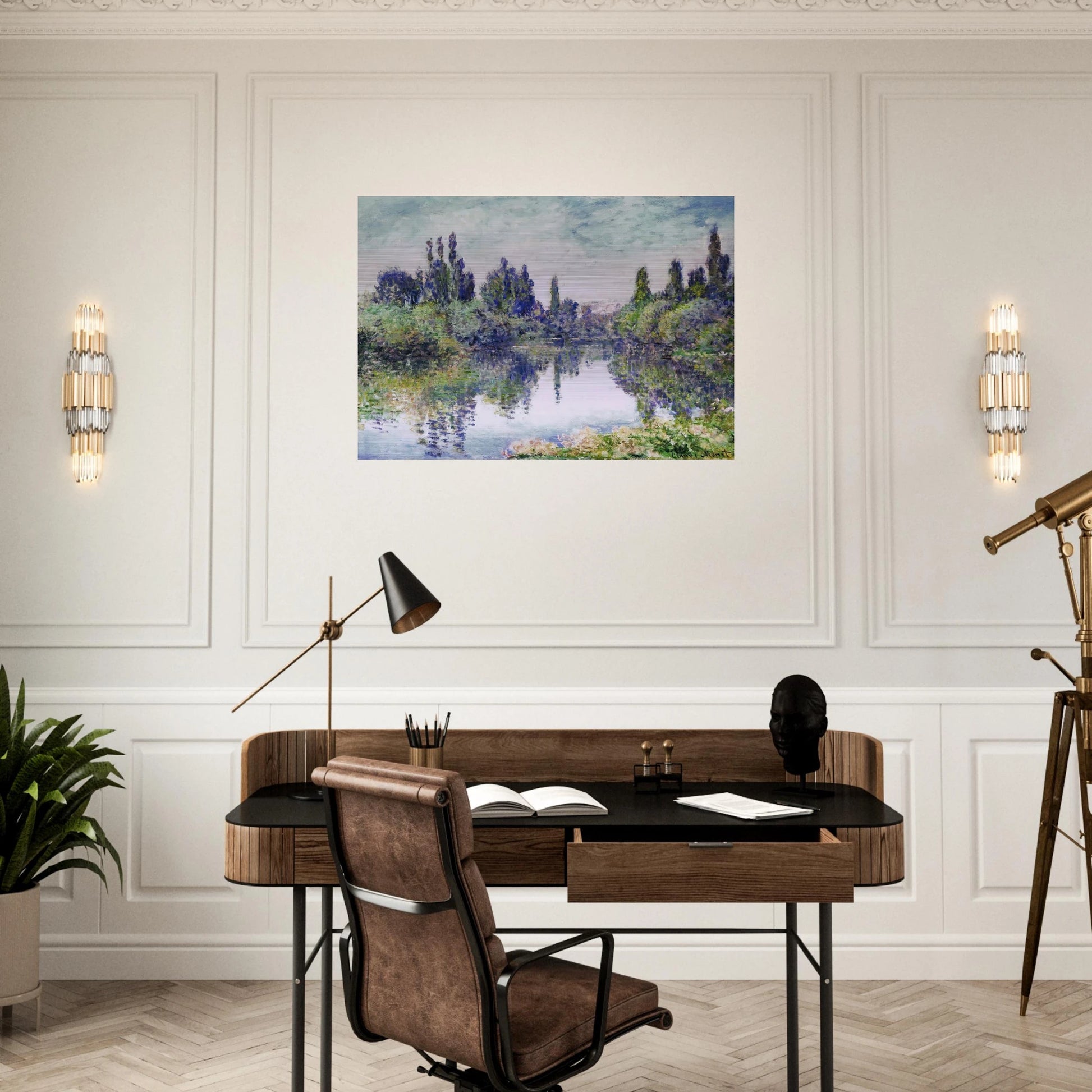 Morning on the Seine, near Vetheuil - claude monet Brushed Aluminum Print - 70x100 cm / 28x40 inches | claude monet Aluminum Print | claude monet Prints