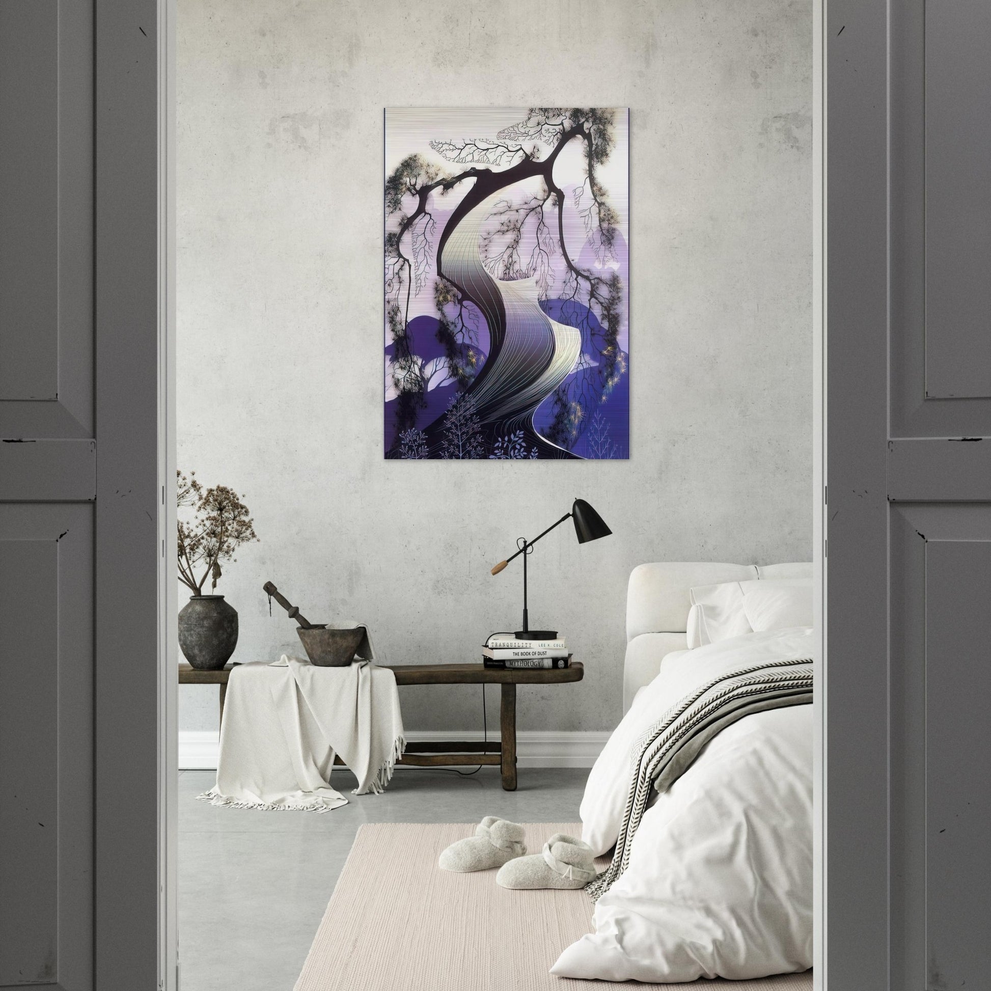 Bonsai - Eyvind Earle Brushed Aluminum Print - 70x100 cm / 28x40 inches | Eyvind Earle Aluminum Print | Eyvind Earle Prints