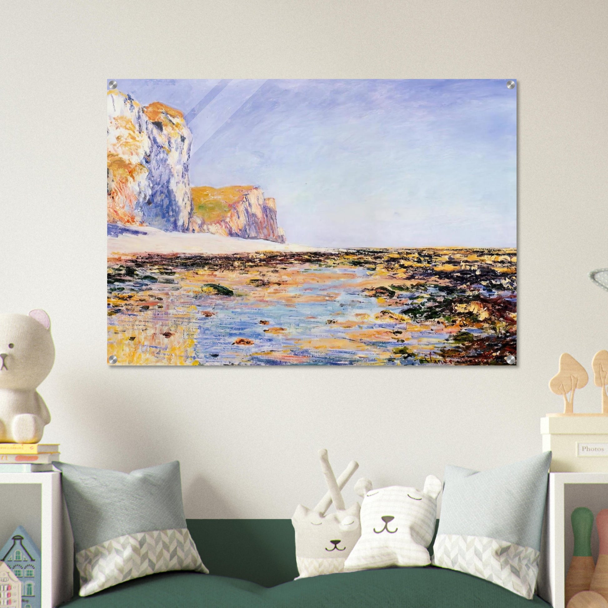 Beach and Cliffs at Pourville, Morning Effect - claude monet Acrylic Print - 70x100 cm / 28x40″ inches