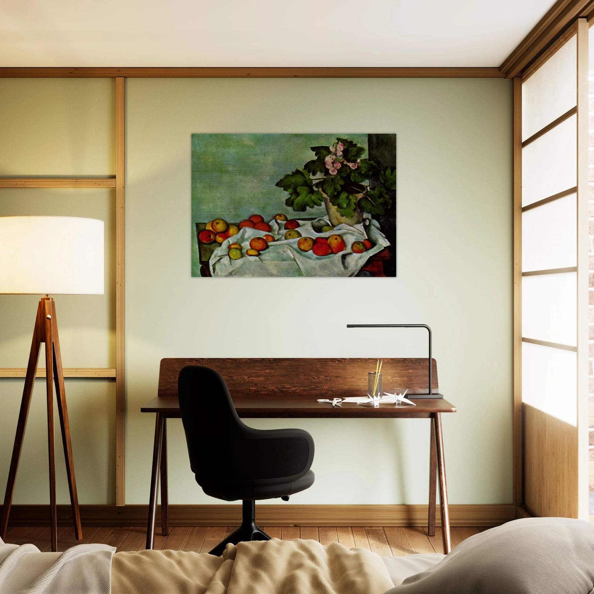 Still Life with Apples and a Pot of Primroses - Paul Cézanne Brushed Aluminum Print - 70x100 cm / 28x40 inches | Paul Cézanne Aluminum Print | Paul Cézanne Prints