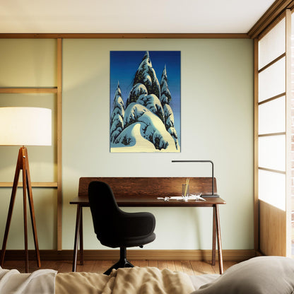 New Fallen Snow - Eyvind Earle Brushed Aluminum Print - 70x100 cm / 28x40 inches | Eyvind Earle Aluminum Print | Eyvind Earle Prints