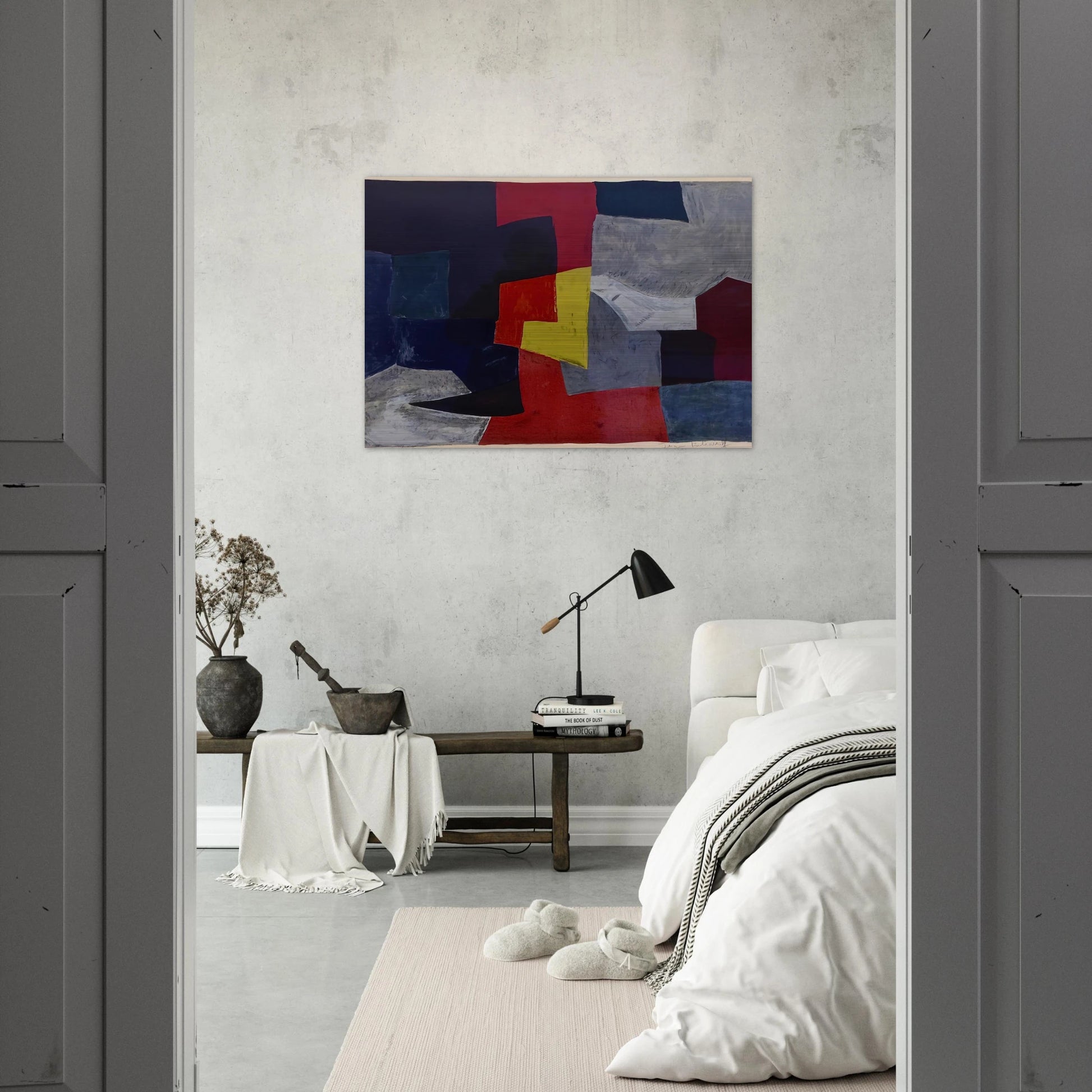 Composition grise, rouge et jaune - 1960 - Serge Poliakoff Brushed Aluminum Print - 70x100 cm / 28x40 inches | Serge Poliakoff Aluminum Print | Serge Poliakoff Prints