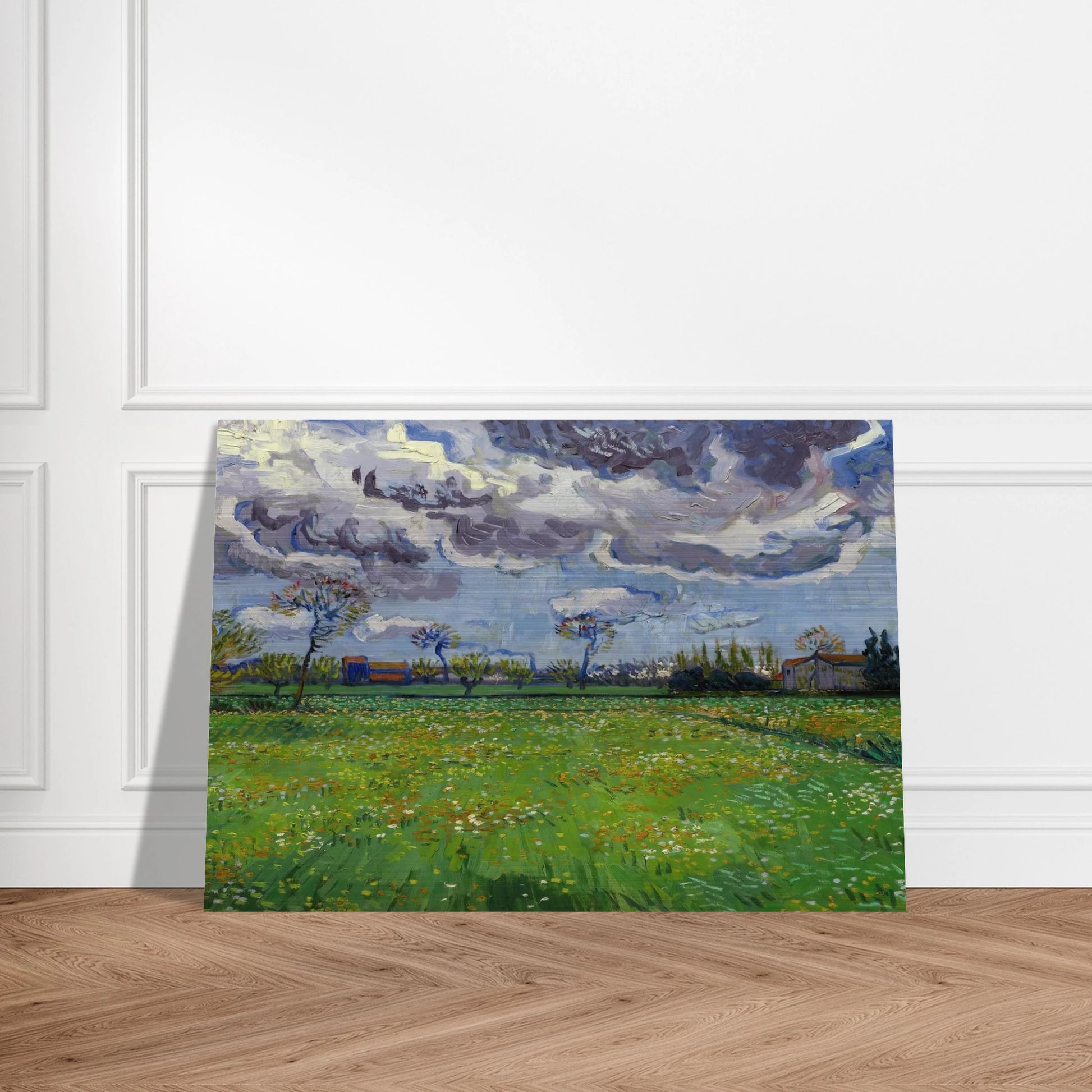 Landscape under a Stormy Sky - Vincent van Gogh Brushed Aluminum Print - 70x100 cm / 28x40 inches | Vincent van Gogh Aluminum Print | Vincent van Gogh Prints