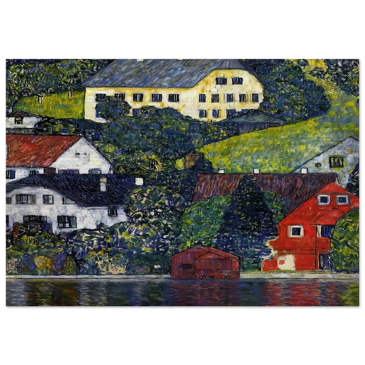 HOUSES AT UNTERACH ON THE ATTERSEE - Gustav Klimt Brushed Aluminum Print - 70x100 cm / 28x40 inches | Gustav Klimt Aluminum Print | Gustav Klimt Prints