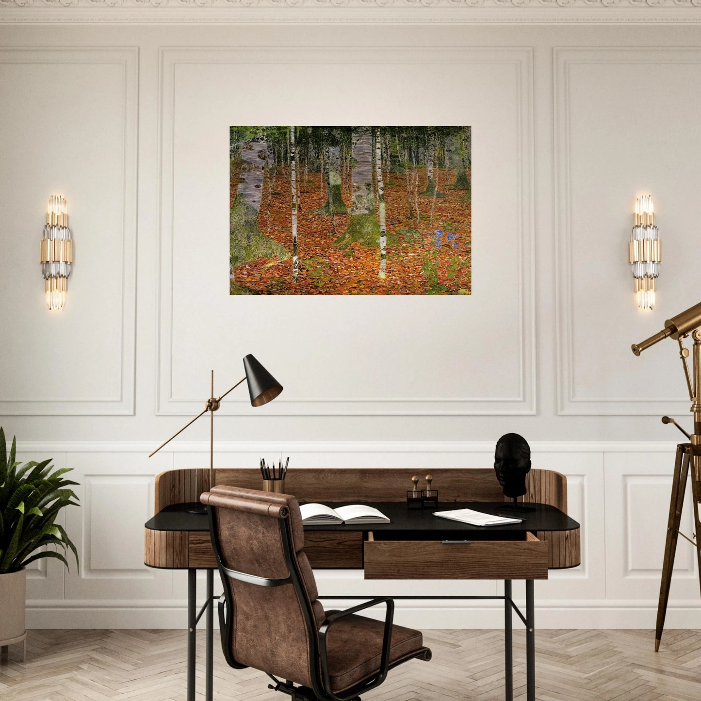 FARMHOUSE WITH BIRCH TREES 1903 - Gustav Klimt Brushed Aluminum Print - 70x100 cm / 28x40 inches | Gustav Klimt Aluminum Print | Gustav Klimt Prints