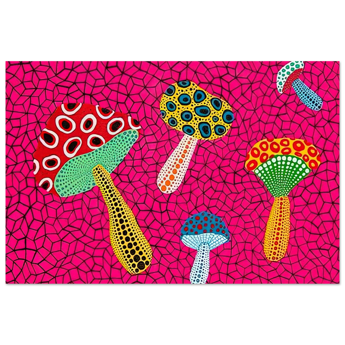 Yayoi Kusama - MUSHROOMS 1995 Fine Art Poster