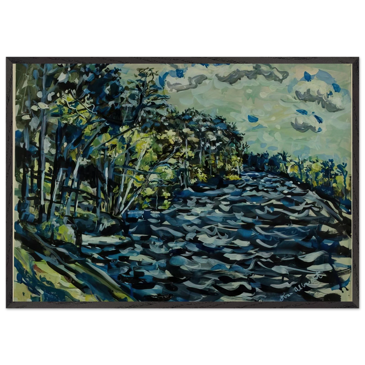 ST MARY S BLACK RIVER IS BLUE GEORGIA 1964 - Ivan Albright 70x100 cm / 28x40 inches Framed Art Print – Black Wooden Frame