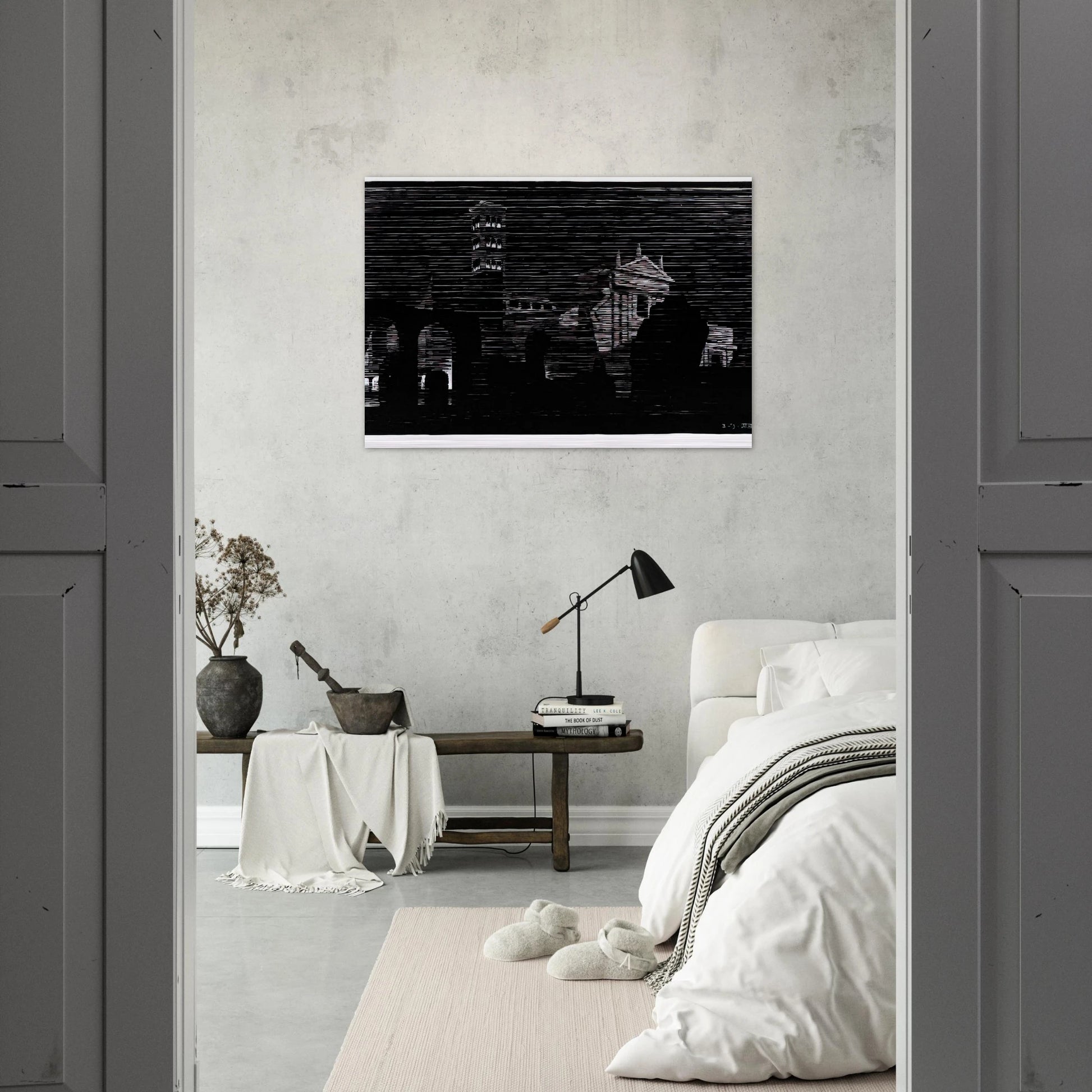 NOCTURNAL ROME 2 - MC Escher Brushed Aluminum Print - 70x100 cm / 28x40 inches | MC Escher Aluminum Print | MC Escher Prints