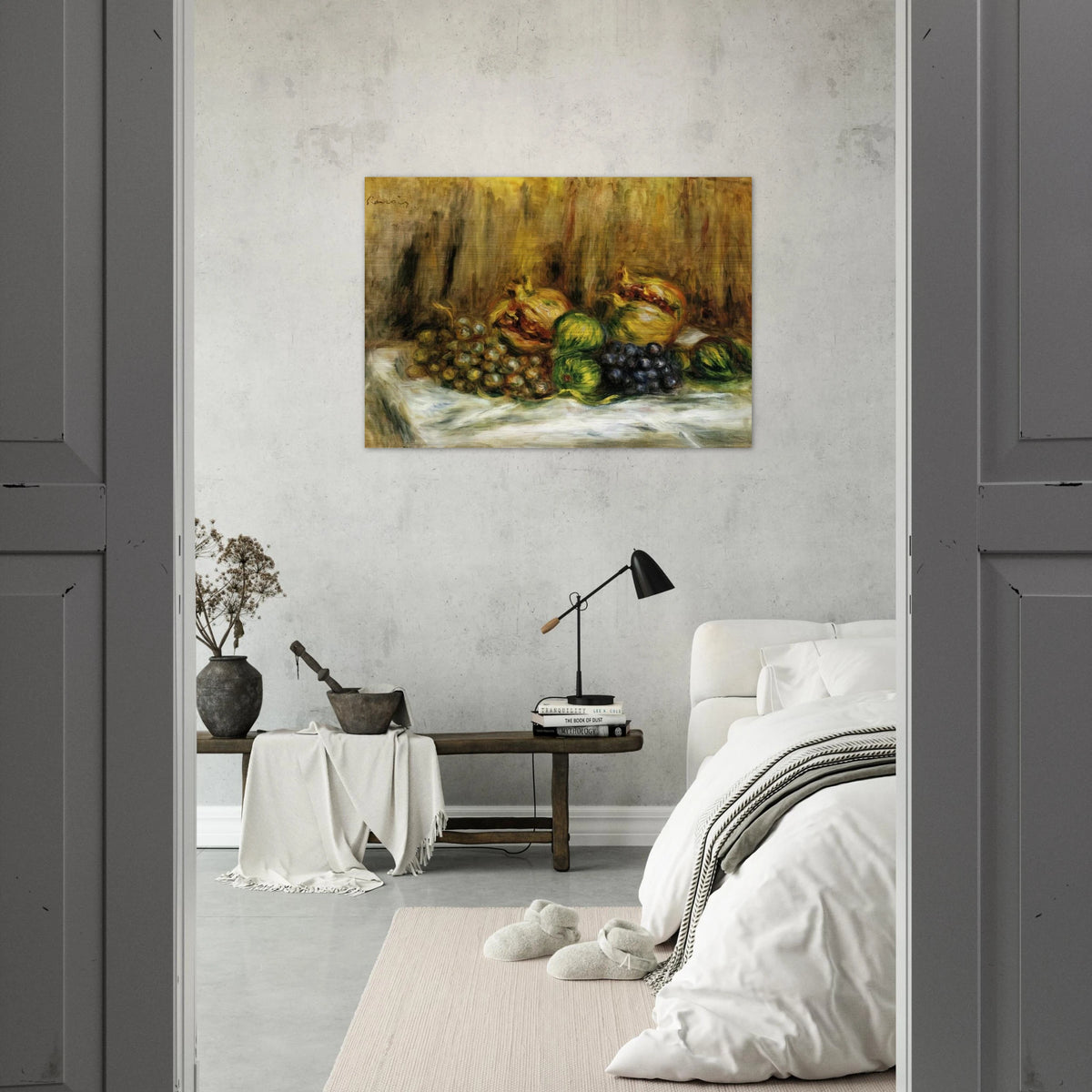 Still Life with Grapes - Pierre-Auguste Renoir Brushed Aluminum Print - 70x100 cm / 28x40 inches | Pierre-Auguste Renoir Aluminum Print | Pierre-Auguste Renoir Prints