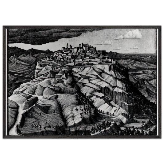 SANTA SEVERINA CALABRIA FEBRUARY 1931 1931 - MC Escher 70x100 cm / 28x40 inches Framed Art Print – Black Wooden Frame | Maurits Cornelis Escher Prints