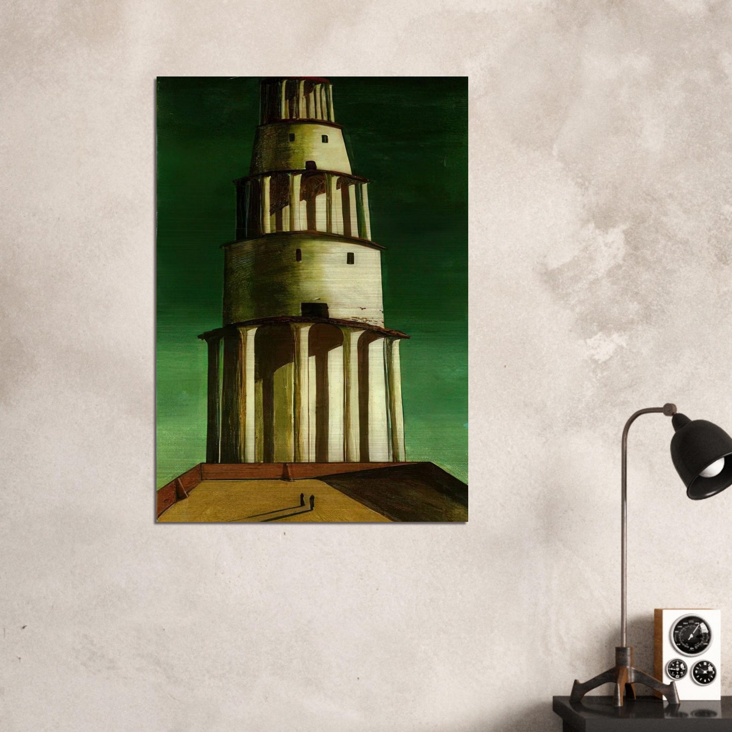 THE GREAT TOWER 1913 - Giorgio de Chirico Brushed Aluminum Print - 70x100 cm / 28x40 inches | Giorgio de Chirico Aluminum Print | Giorgio de Chirico Prints