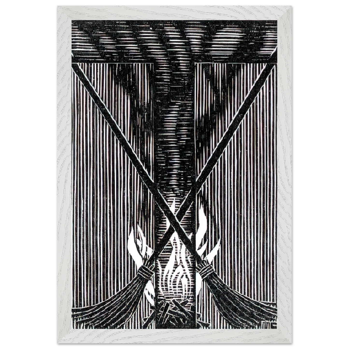 MC Escher - INITIAL T Wall Art - 21x29.7 cm / 8x12" - Premium Wooden Framed Poster With Fine Art Paper-canvas - Black frame