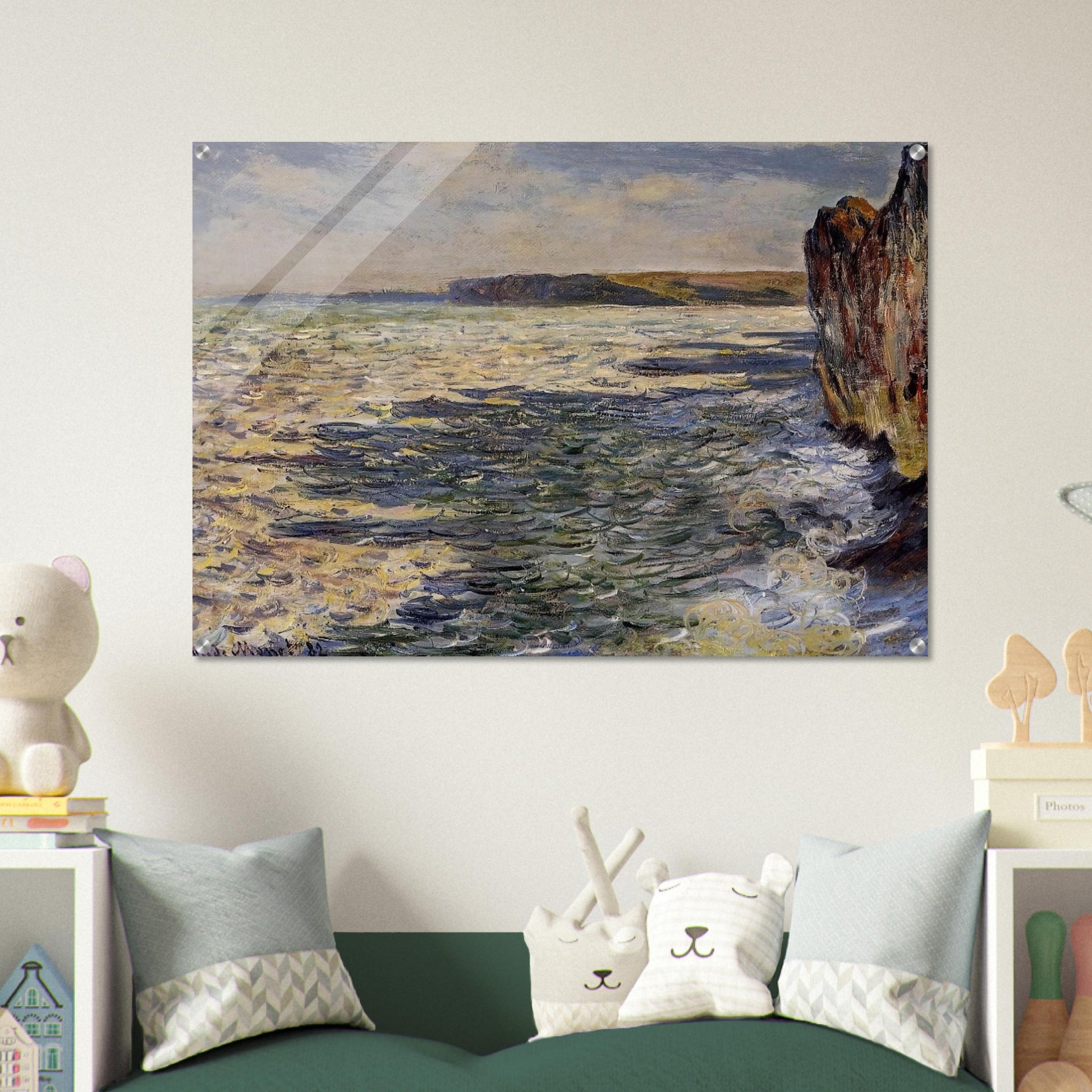 Waves and Rocks at Pourville - claude monet Acrylic Print - 70x100 cm / 28x40″ inches