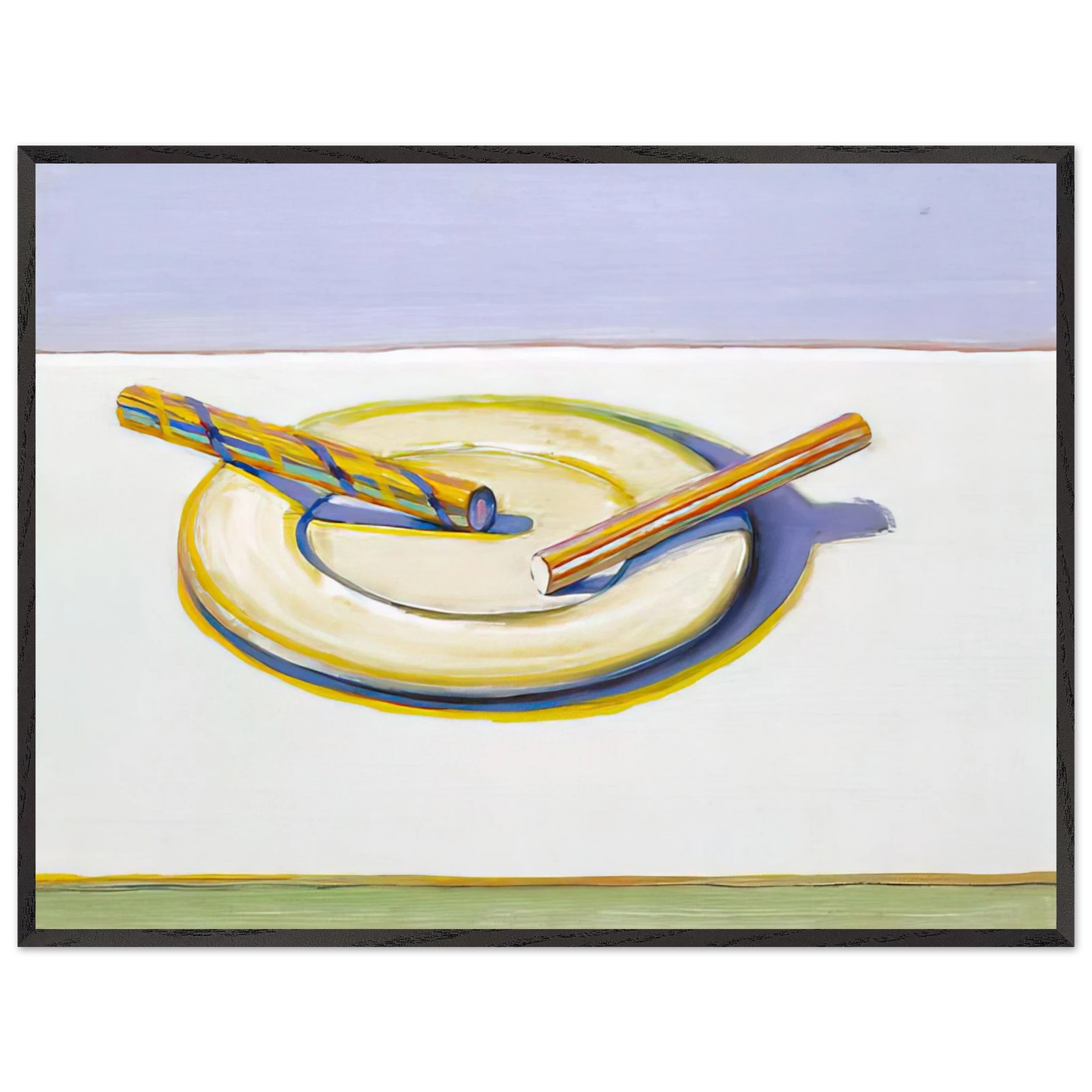 Wayne Thiebaud - Two Candy Sticks - 2004 Wall Art - 21x29.7 cm / 8x12" - Premium Wooden Framed Poster With Fine Art Paper - Black frame