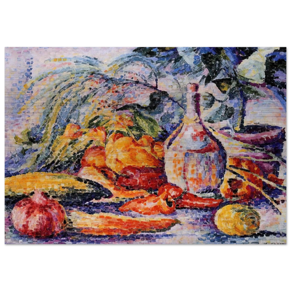 Still Life with Bottle of Wine - Henri-Edmond Cross Brushed Aluminum Print - 70x100 cm / 28x40 inches | Henri-Edmond Cross Aluminum Print | Henri-Edmond Cross Prints