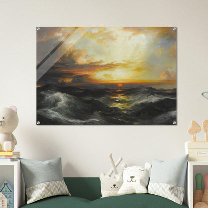 Setting Sun at Sea - Thomas Moran Acrylic Print - 70x100 cm / 28x40″ inches