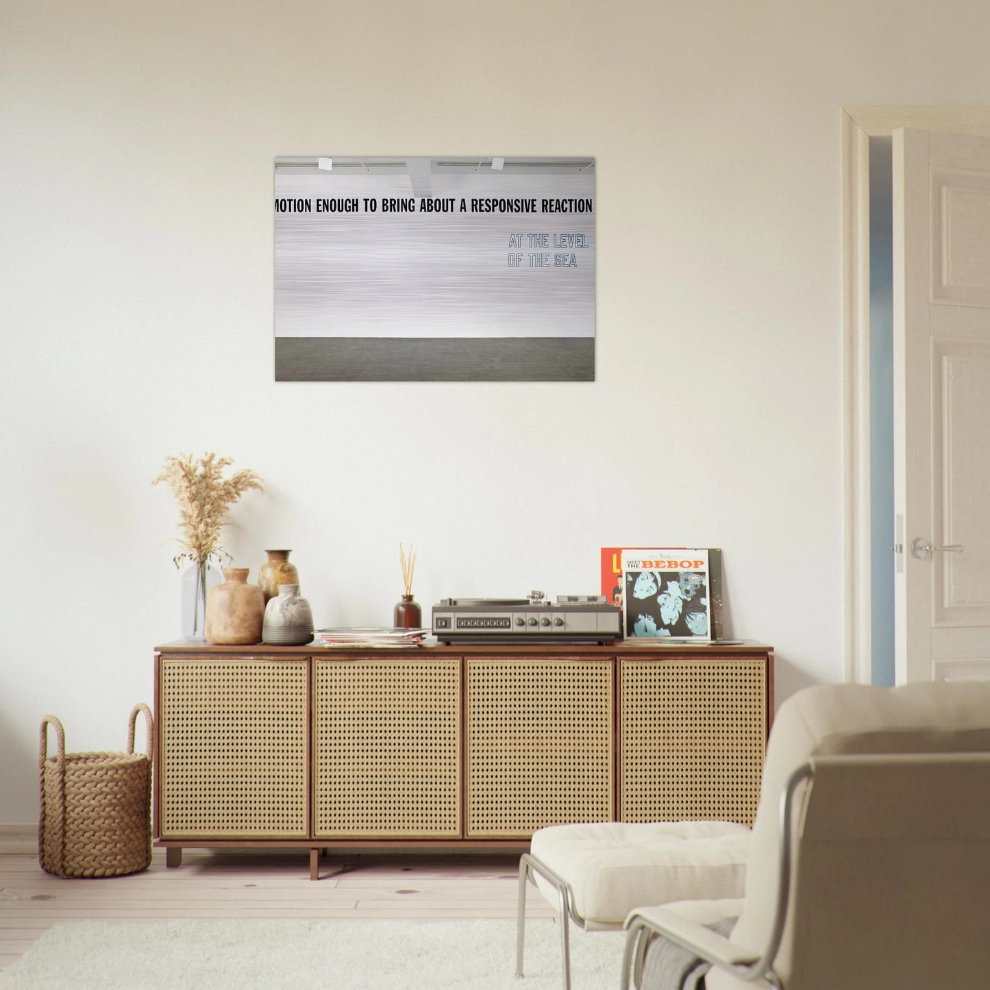 Motion Enough to Bring About... - 2008 - Lawrence Weiner Brushed Aluminum Print - 70x100 cm / 28x40 inches | Lawrence Weiner Aluminum Print | Lawrence Weiner Prints