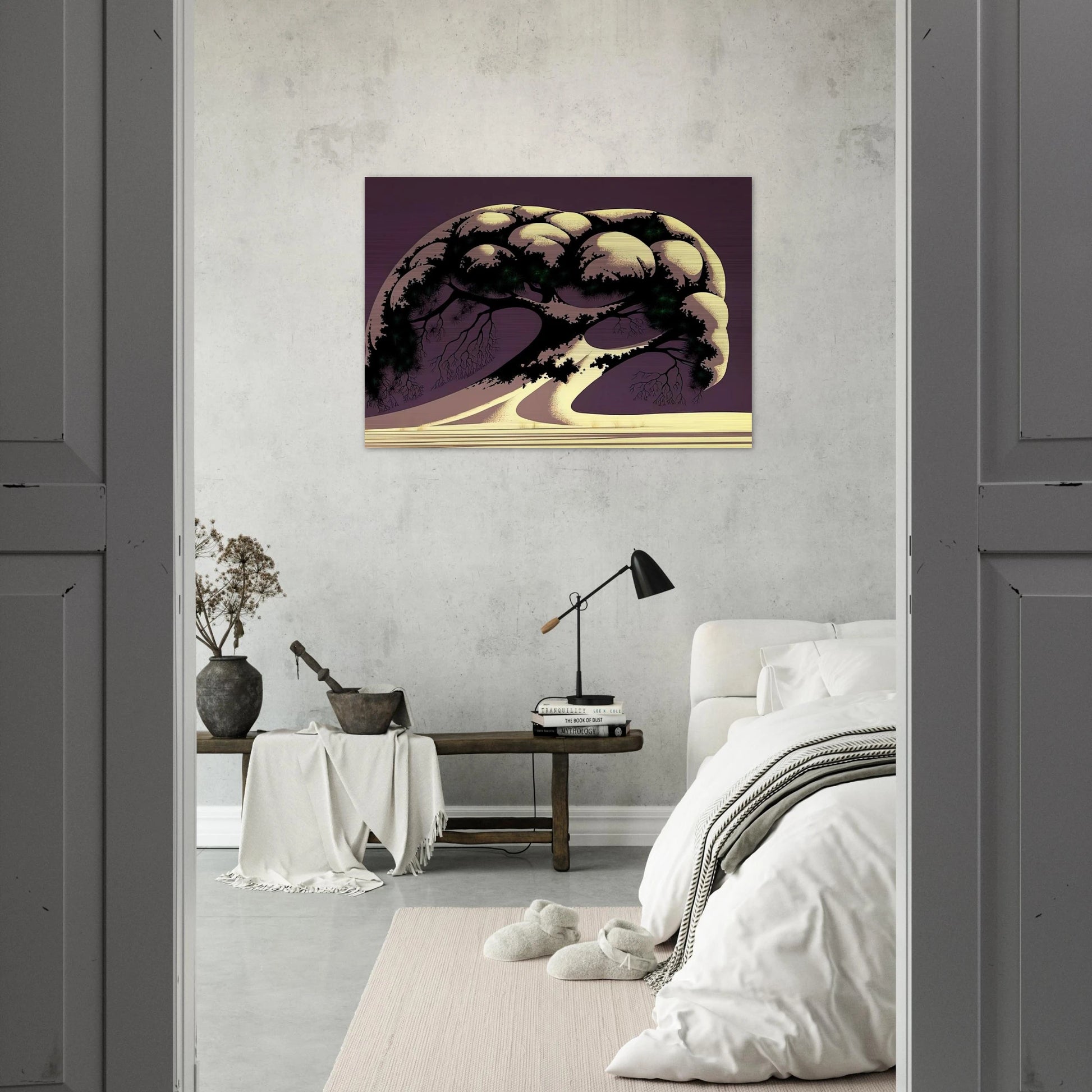 Snow Tree - Eyvind Earle Brushed Aluminum Print - 70x100 cm / 28x40 inches | Eyvind Earle Aluminum Print | Eyvind Earle Prints