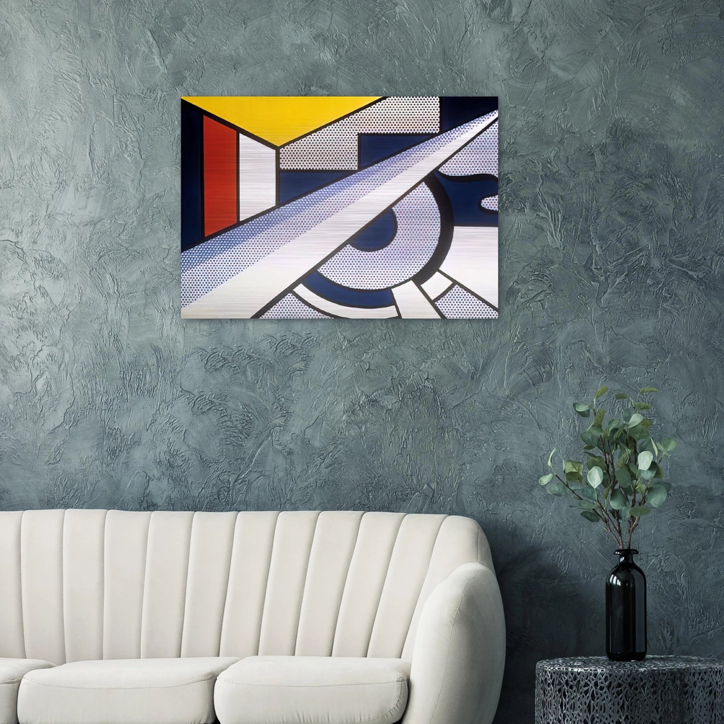 MODERN PAINTING WITH WEDGE 1967 - Roy Lichtenstein Brushed Aluminum Print - 70x100 cm / 28x40 inches | Roy Lichtenstein Aluminum Print | Roy Lichtenstein Prints