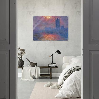 Houses of Parliament, London, Sun Breaking Through - claude monet Acrylic Print - 70x100 cm / 28x40″ inches