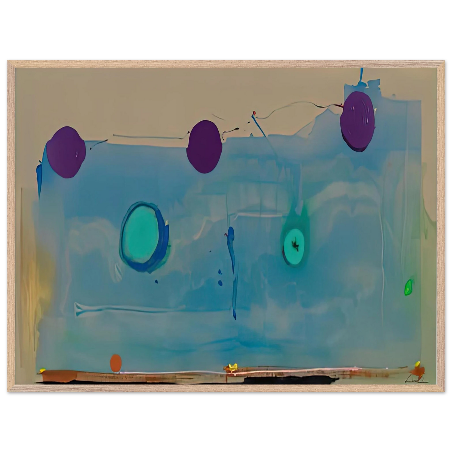 Helen Frankenthaler - Water Shadows, 1988- Wall Art - 21x29.7 cm / 8x12" - Premium Wooden Framed Poster With Fine Art Paper-canvas - Black frame