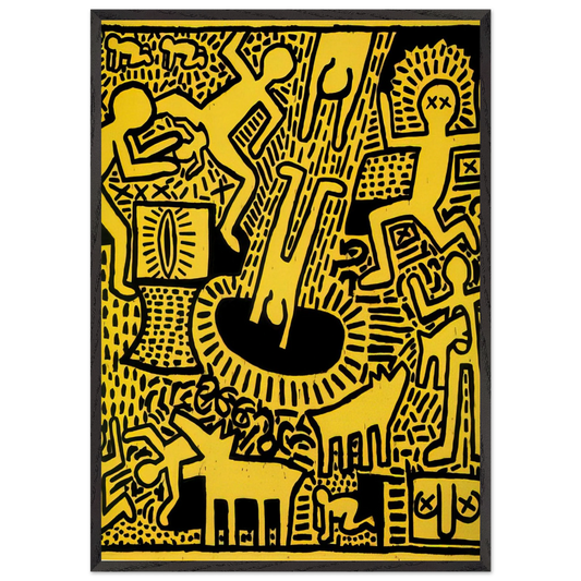 UNTITLED 1981 N2 - Keith Haring 70x100 cm / 28x40 inches Framed Art Print – Black Wooden Frame