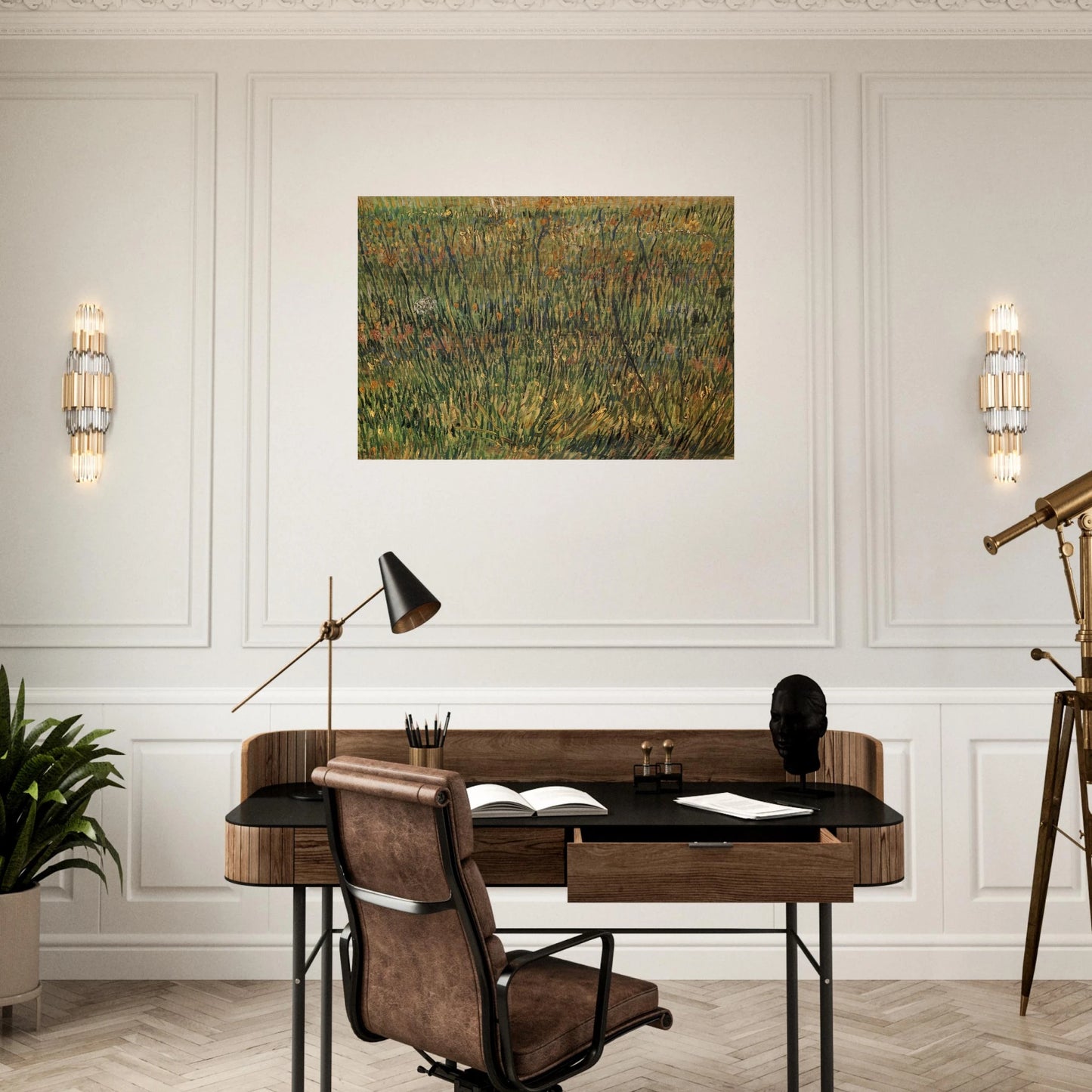 Pasture in Bloom - Vincent van Gogh Brushed Aluminum Print - 70x100 cm / 28x40 inches | Vincent van Gogh Aluminum Print | Vincent van Gogh Prints