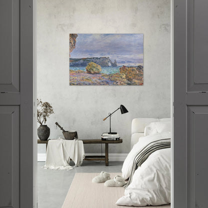 Etretat, the Beach and the Porte d'Aval - claude monet Brushed Aluminum Print - 70x100 cm / 28x40 inches | claude monet Aluminum Print | claude monet Prints