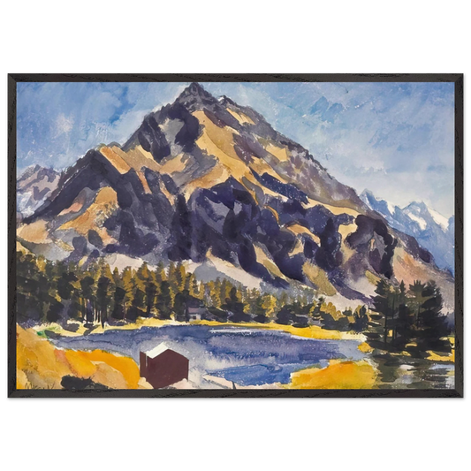 Bergsee A Mountain Lake - 1936 - Johannes Itten 70x100 cm / 28x40 inches Framed Art Print – Black Wooden Frame