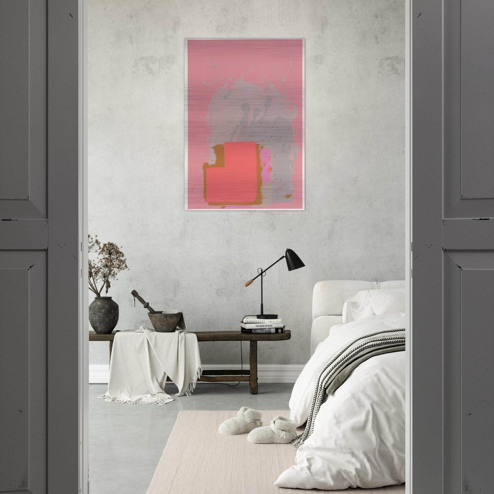 Red Black on Pink - 1971 - John Hoyland Brushed Aluminum Print - 70x100 cm / 28x40 inches | John Hoyland Aluminum Print | John Hoyland Prints