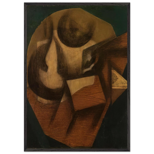 THE GLASS 1914 - Juan Gris 70x100 cm / 28x40 inches Framed Art Print – Black Wooden Frame