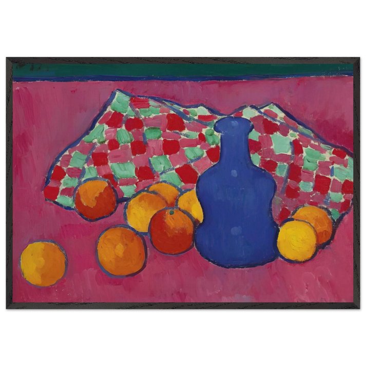 BLAUE VASE MIT ORANGEN 1908 - Alexej von Jawlensky 70x100 cm / 28x40 inches Framed Art Print – Black Wooden Frame