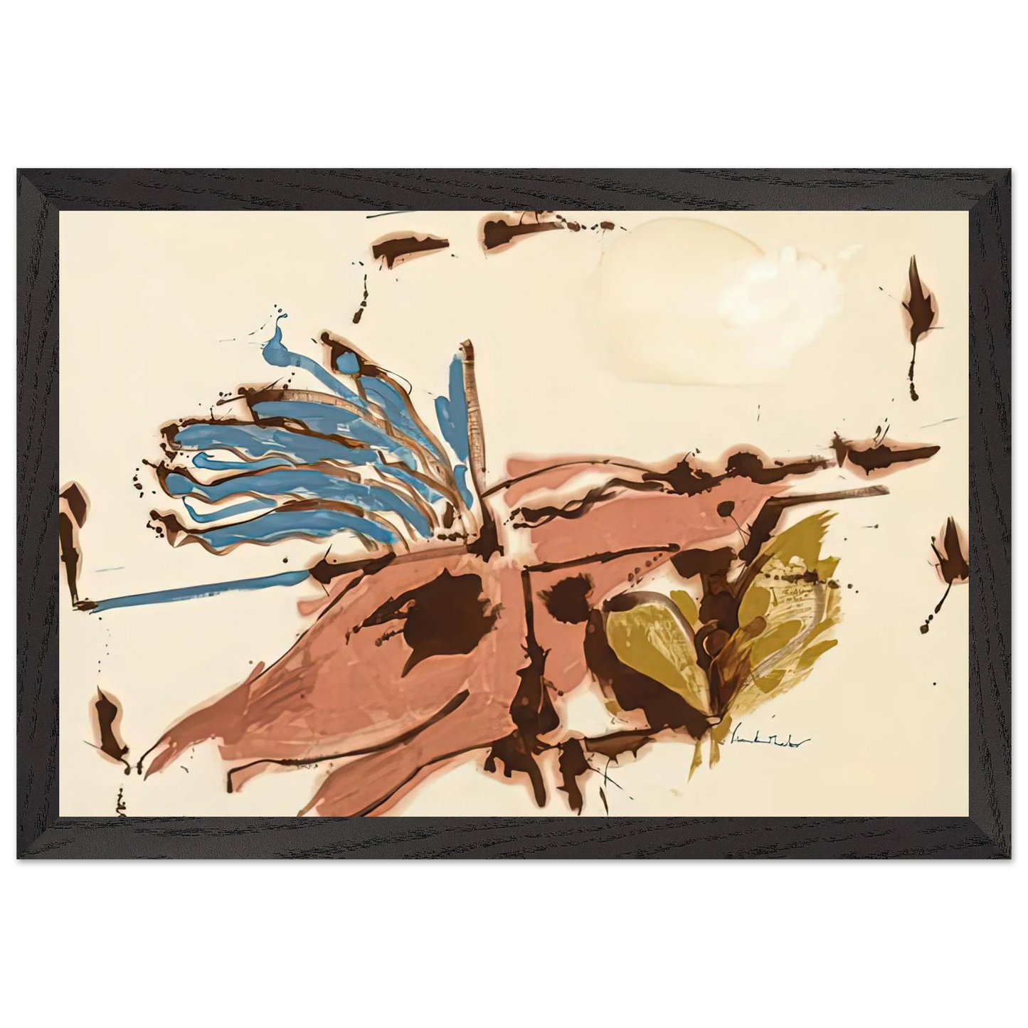 Helen Frankenthaler - Pink Bird Figure I, 1961- Wall Art - 30x40 cm / 12x16 inches - Premium Wooden Framed Poster With Fine Art Paper-canvas - Wood frame