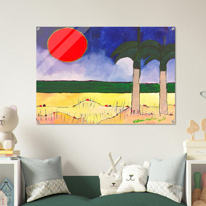 Marinha com Sol e Palmeiras - 2003 - Aldemir Martins Acrylic Print - 70x100 cm / 28x40″ inches | Aldemir Martins Wall Art | Aldemir Martins Prints